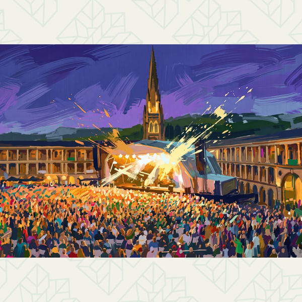 Concert Night at Halifax Piece Hall – Travel Wall Art Print – A4 Unframed
