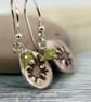 Oak Leaf Silver Earrings Drops with Peridot Bead dangles - Image 6