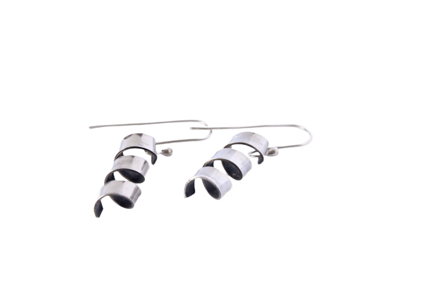 Hand made Sterling Silver dangle twist earrings 