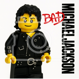 LEGO-Inspired Michael Jackson – Bad 5x5" Print (Mounted for 9x9" Frame)