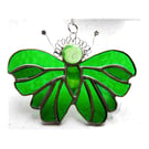 Green Butterfly Suncatcher Stained Glass Handmade 096