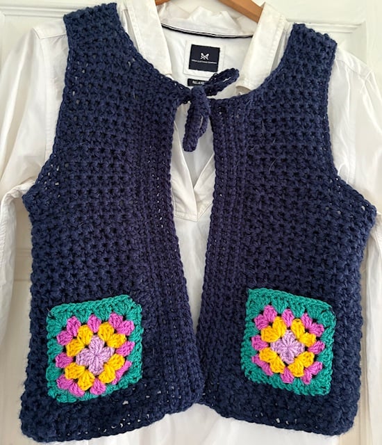Dense Stitch Crochet Waistcoat Size S, 8 UK