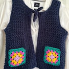 Dense Stitch Crochet Waistcoat Size S, 8 UK