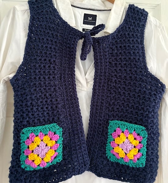 Dense Stitch Crochet Waistcoat Size S, 8 UK