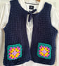 Dense Stitch Crochet Waistcoat Size S, 8 UK