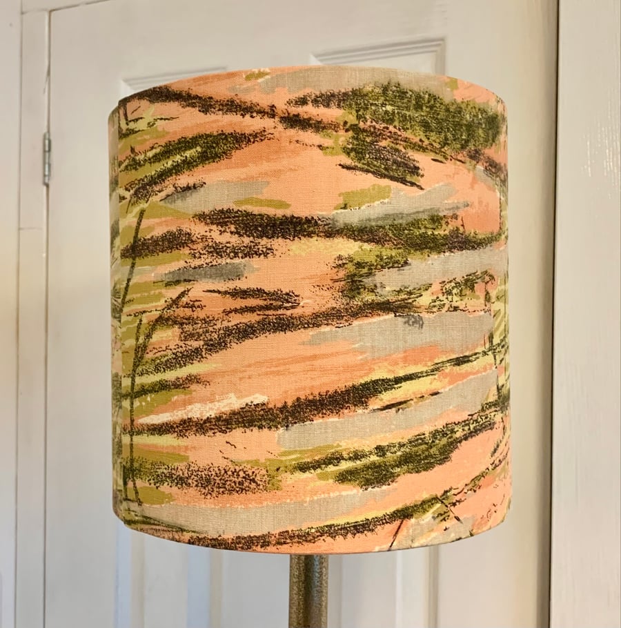 REFLECTIONS Grey Pink Mustard 60s HEALS vintage fabric Lampshade option 