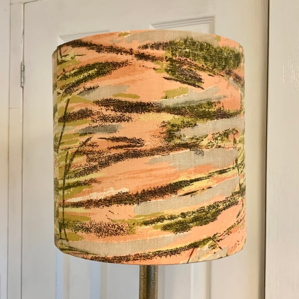 REFLECTIONS Grey Pink Mustard 60s HEALS vintage fabric Lampshade option 