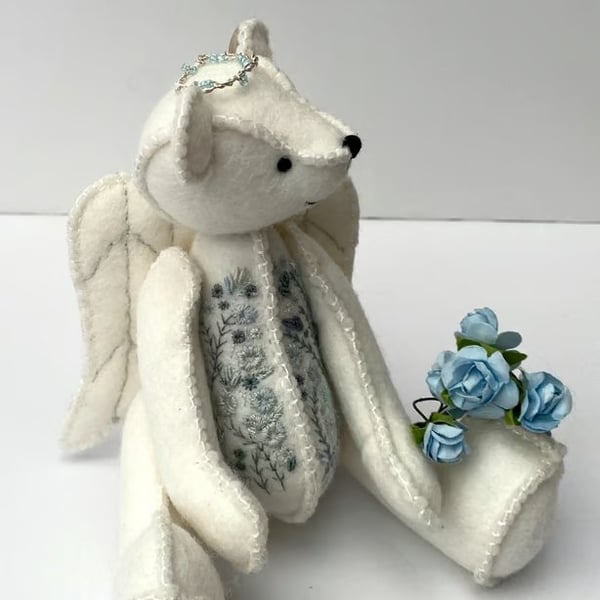 Angel collectable artist bear, one of a kind handmade keepsake memory bear