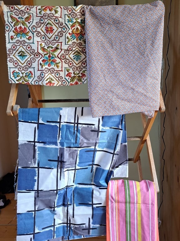 Four vintage fabric lengths