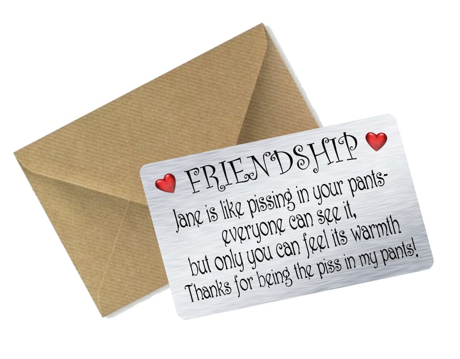 Personalised Metal Wallet Purse Card Keepsake Best Friends Friendship Funny Gift
