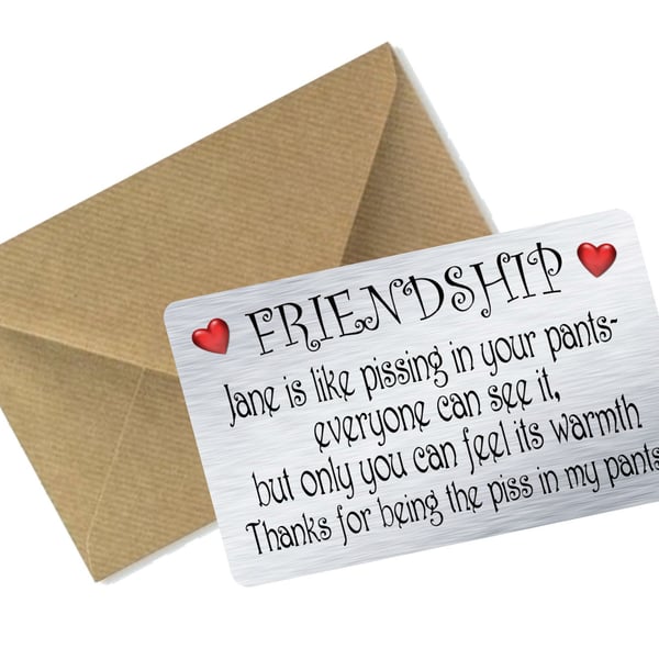 Personalised Metal Wallet Purse Card Keepsake Best Friends Friendship Funny Gift