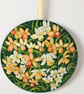 Daffodils original painting on circular thin wood.  Springtime decoration.    - Image 6