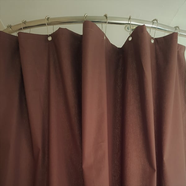 Chocolate Brown Organic Cotton Shower Curtain, washable non-waxed