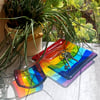 Handmade Fused Glass Rainbow Striped Bowl - Colourful Glass Dish - Rainbow Decor