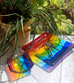 Handmade Fused Glass Rainbow Striped Bowl - Colourful Glass Dish - Rainbow Decor