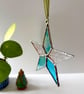 Iridescent blue teal stained glass star, stained glass Christmas decoration  - Image 7