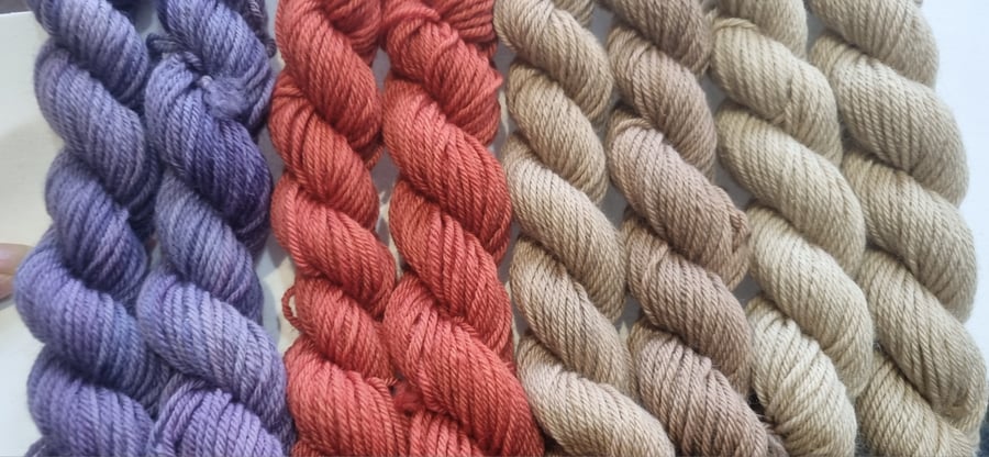 BFL mini skeins naturally dyed