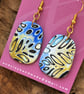 Bright Blue, Sand and White Mokume Gane Earrings - Image 3