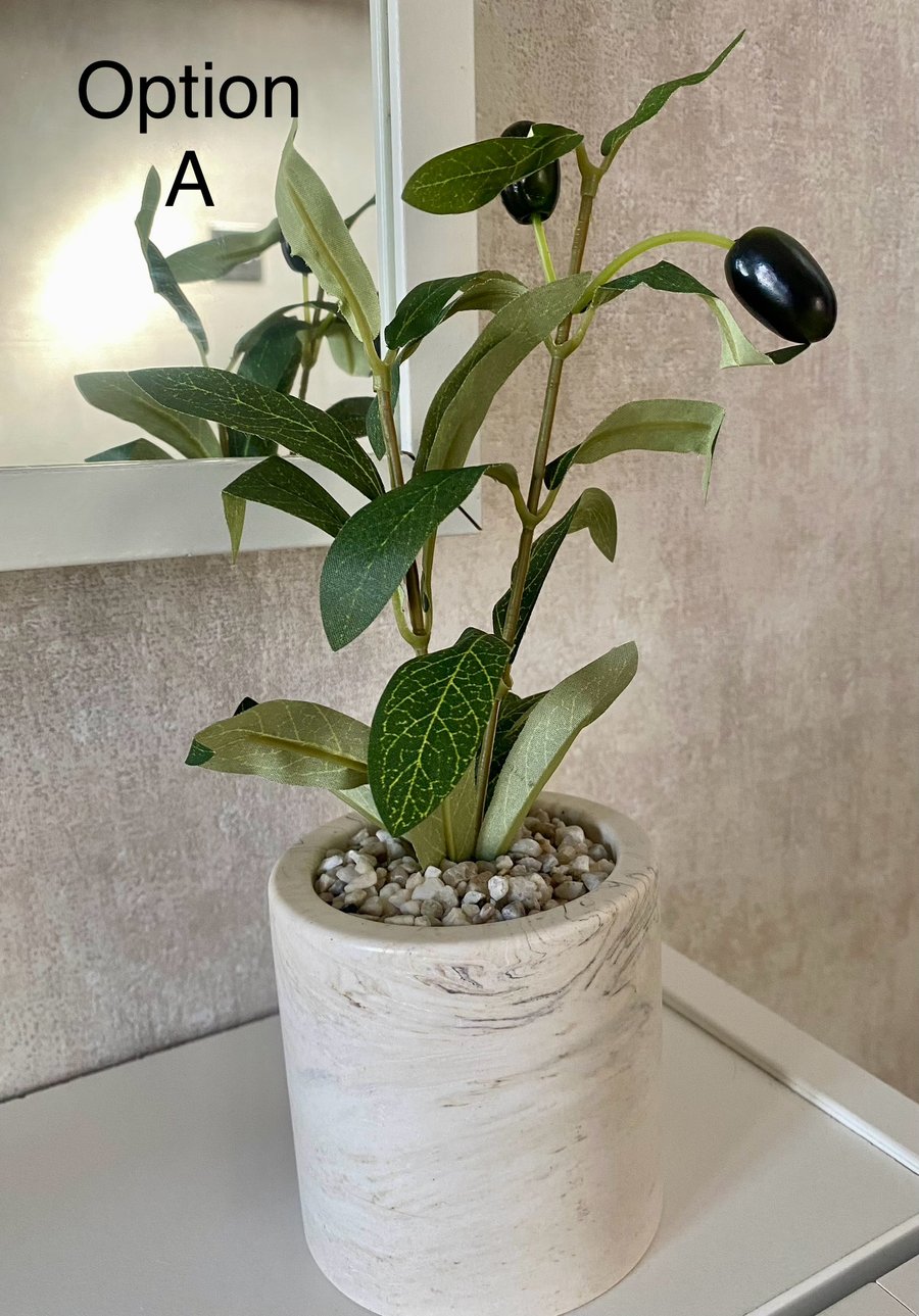 Large faux potted olive plant (incl. FREE UK delivery)
