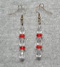 Red Glass and Glass Crystal Dangly Earrings