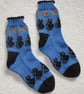 Midnight Cats and Moons Knitting Pattern PDF. Socks 4ply Knitting.  PDF Pattern. - Image 1
