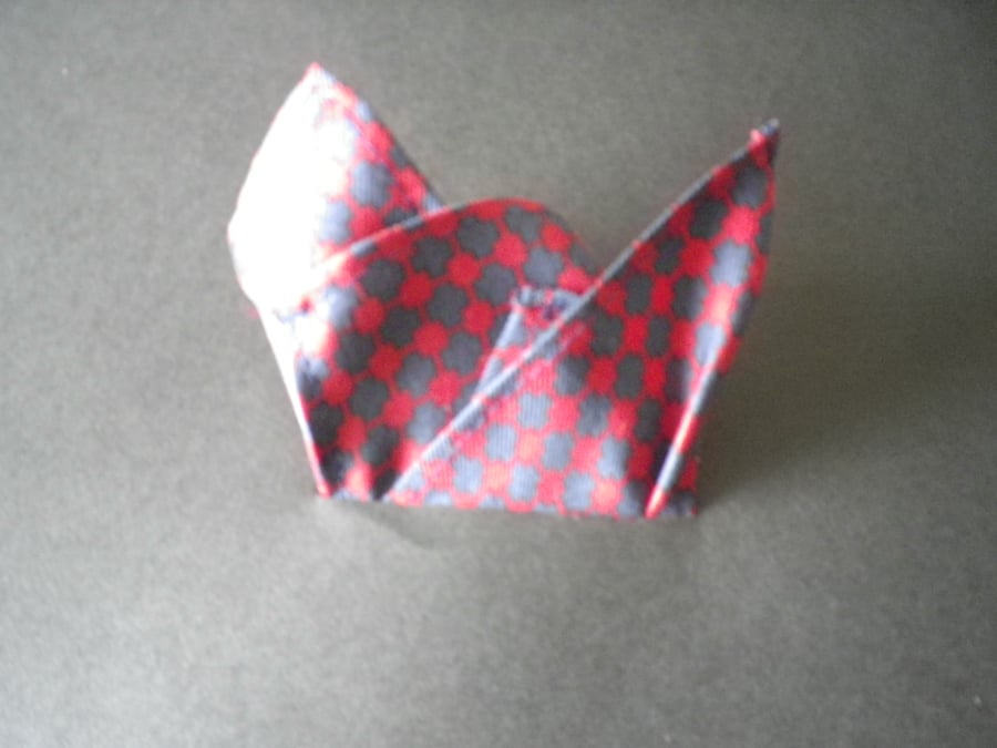 Navy red pure silk pocket square, free UK shipping