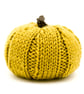SOLD - Hand knitted pumpkin pin cushion Ochre and Brown - Image 1