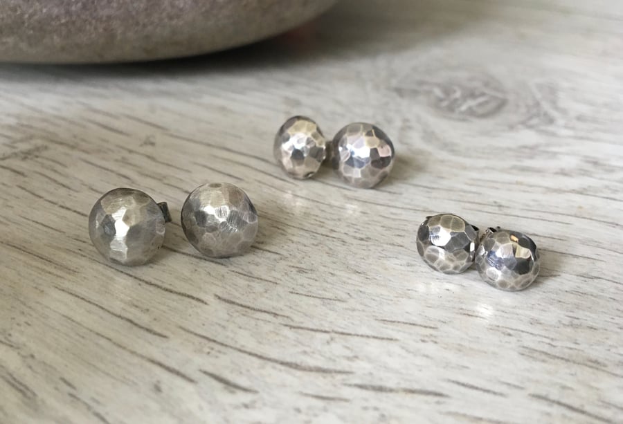 Petite Silver Moon Earrings - 6mm diameter