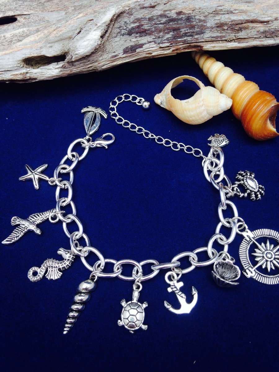 Nautical- beach Charm bracelet. Gift for her.