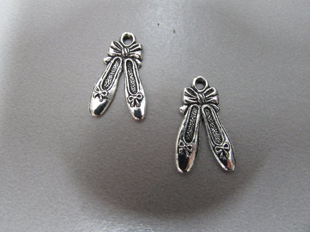 Silver Ballet ShoesTibetan Jewellery Charm x 2