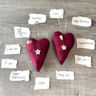 One Red Fabric Heart with Star Button and Personalised Message Wedding Proposal