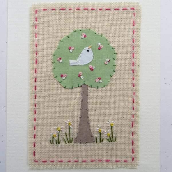 Blossom Time delicately hand stitched card for any Springtime celebration!