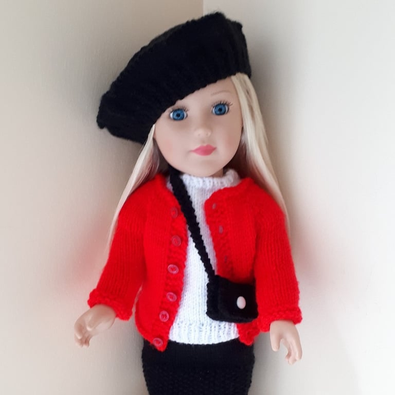 KNITTING PATTERN PDF Black Beret for Doll