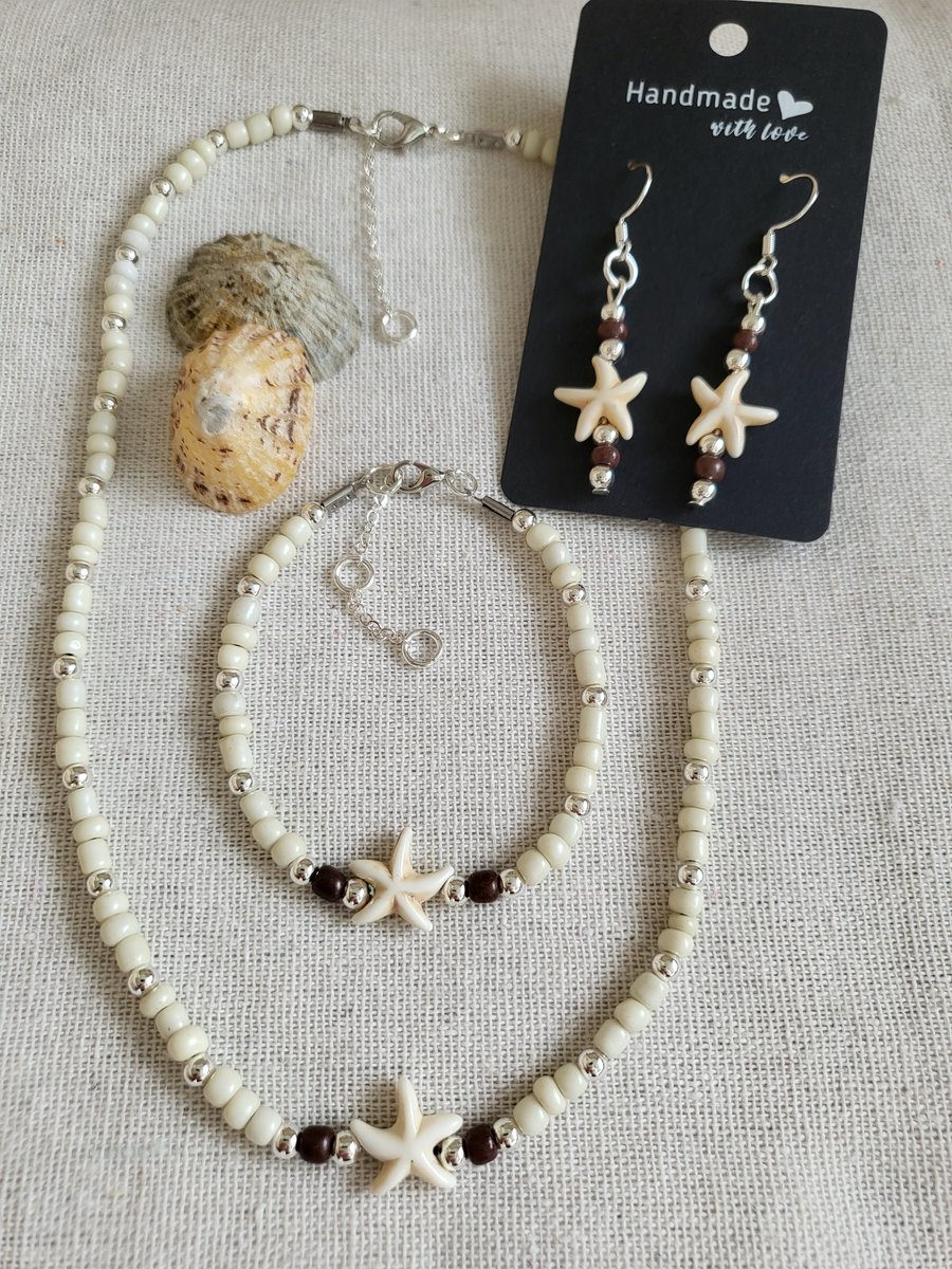Starfish Necklace, Bracelet and Earrings matching Jewellery Gift Set