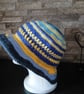 Crochet Summer Bucket Hat - Blue Yellow - Image 2