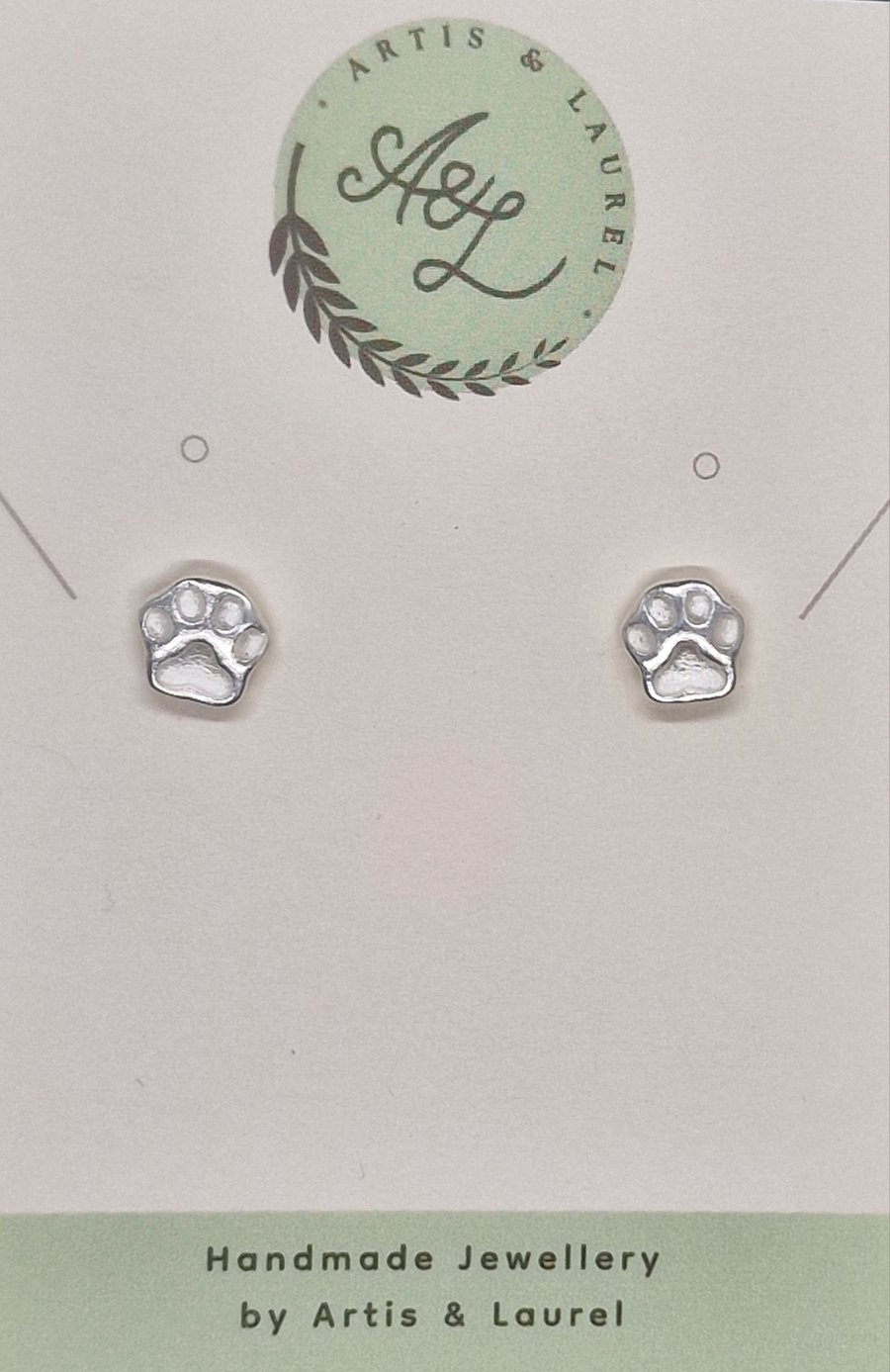 Silver pawprint stud earrings 