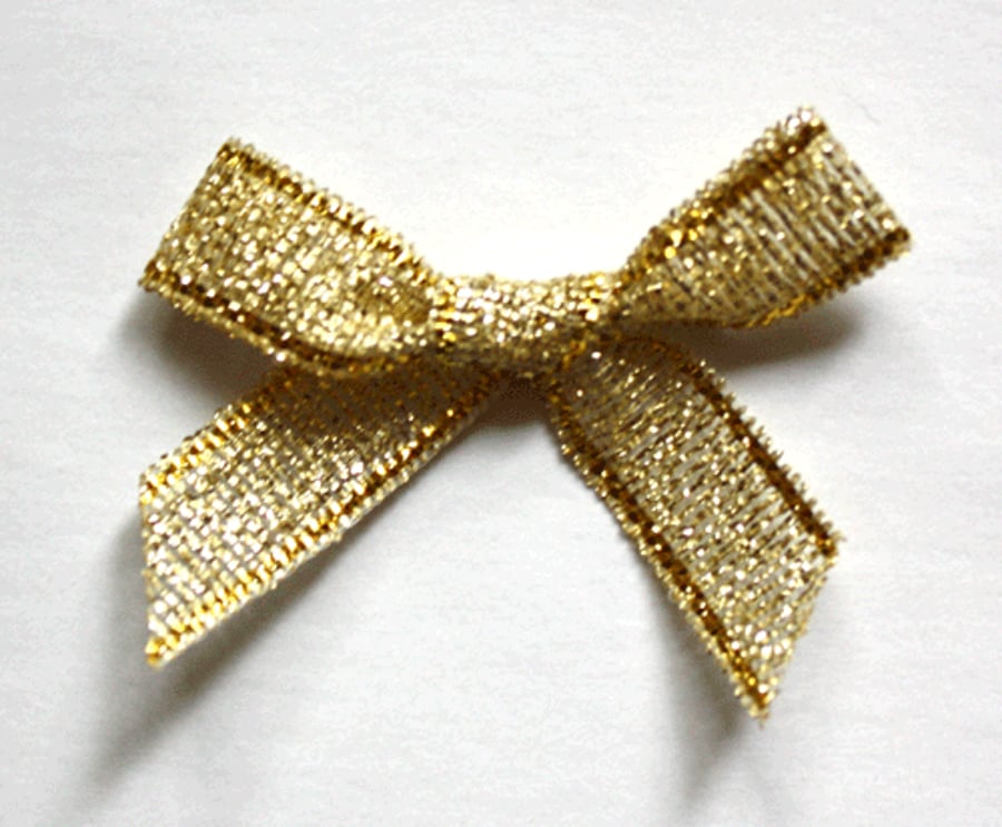 10 Gold Metallic Ribbon Bows - pack of 10 bows