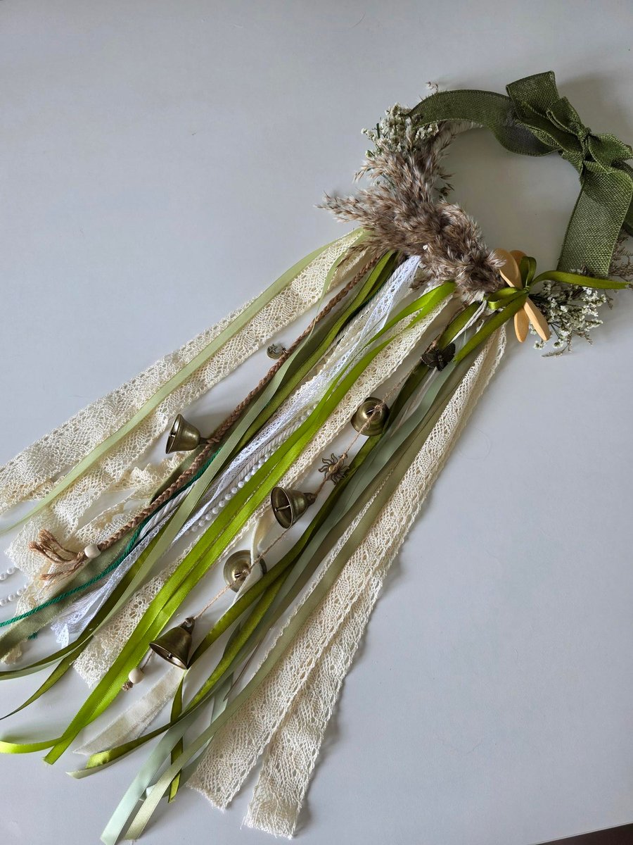 Beautiful WitchBells, a tapestry nestling within an 8" circle of bamboo ring   