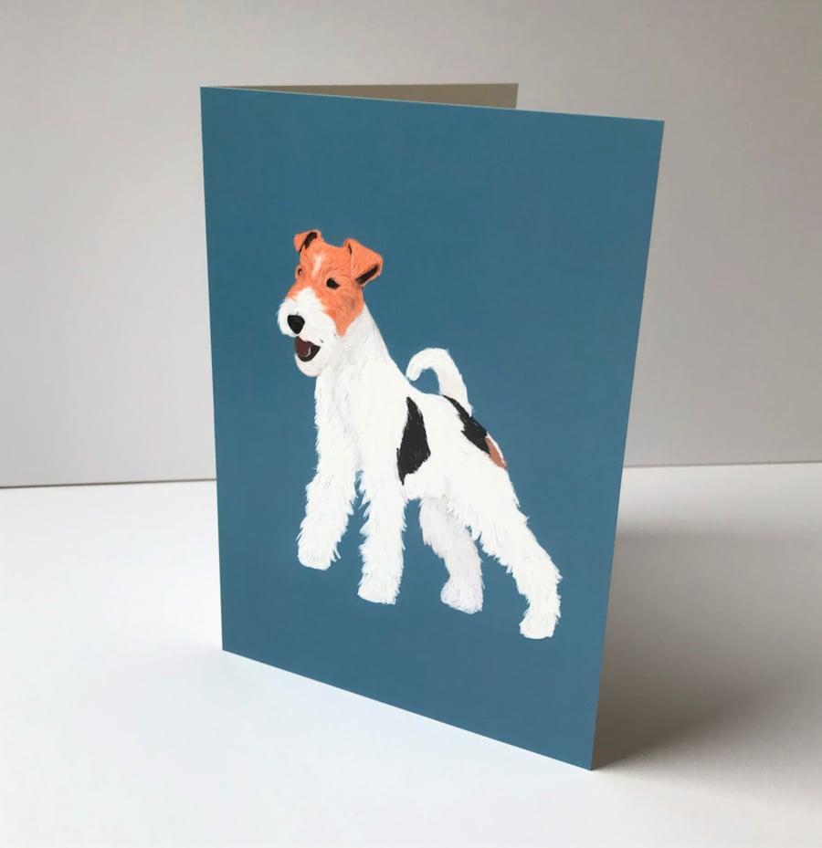 Fox Terrier on Blue Card