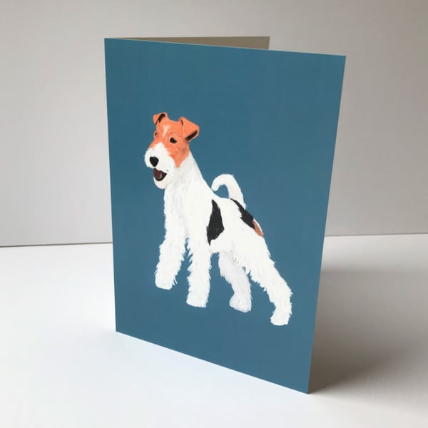 Fox Terrier on Blue Card