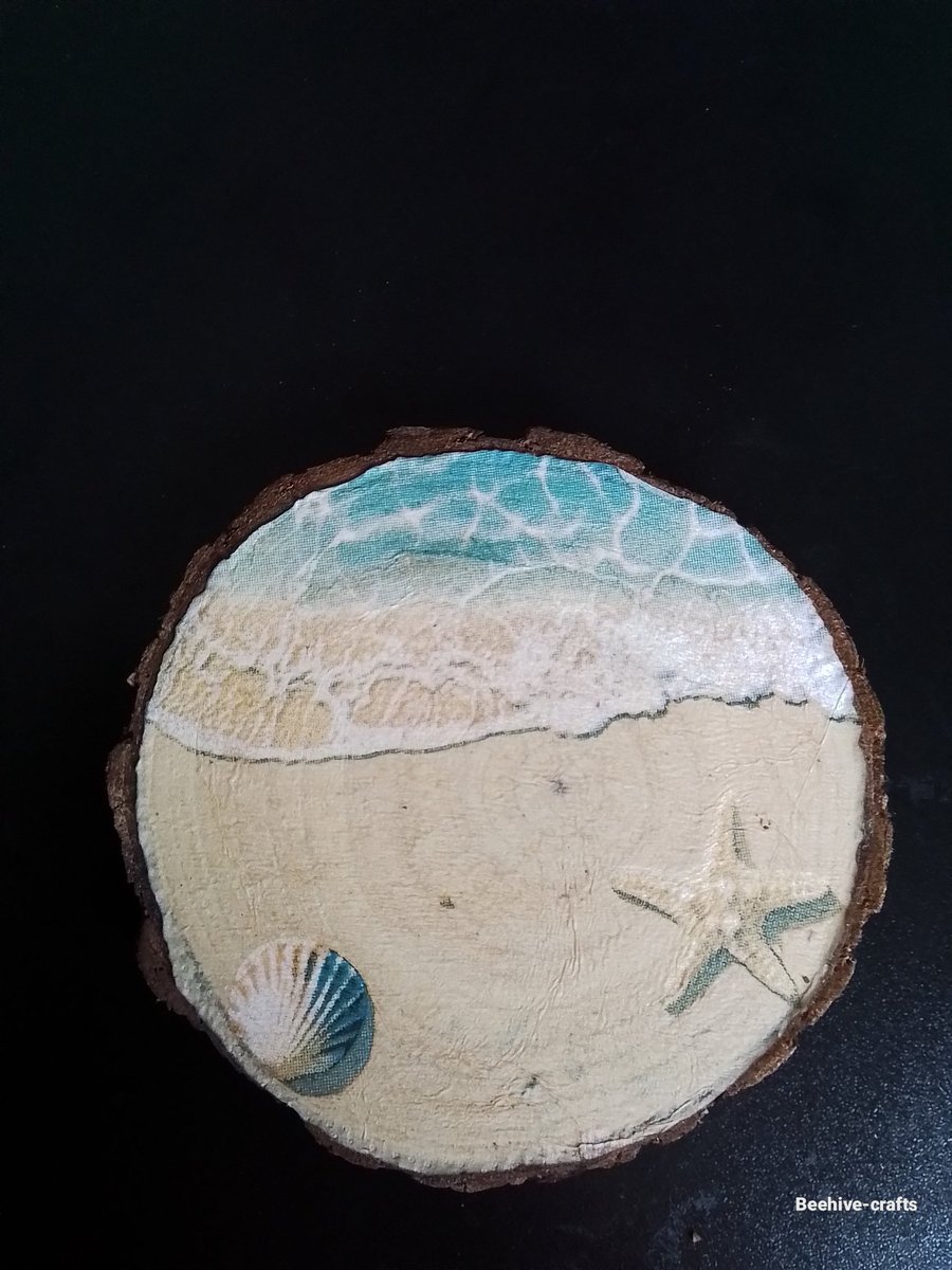 Woodslice decoupage coaster 