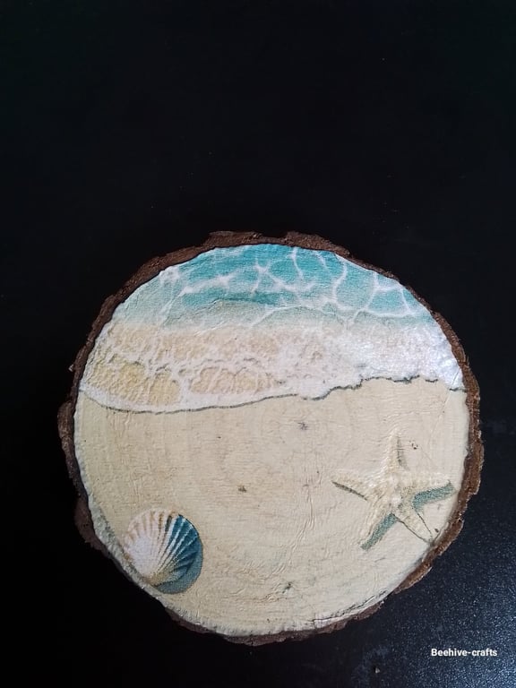 Woodslice decoupage coaster 