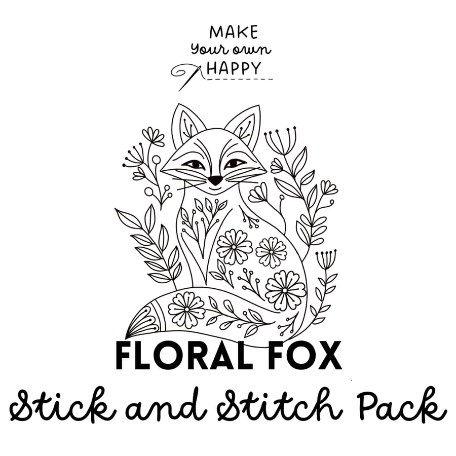 Floral Fox Stick & Stitch Embroidery Pack