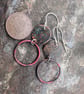 Verdigris and Red Copper Hoop Dangle Earrings - Image 2