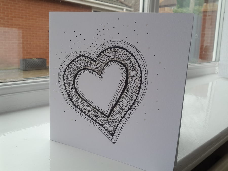 Open heart mono card