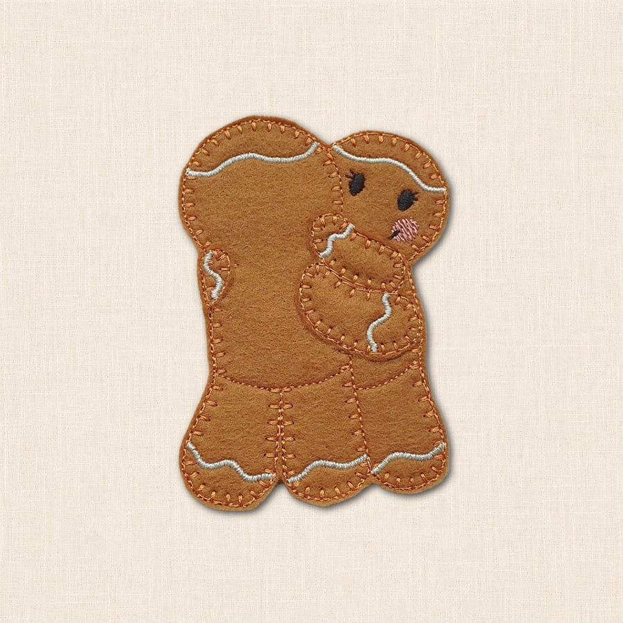 Hugging Gingerbread Couple Decoration - Cute Felt Love Keepsake