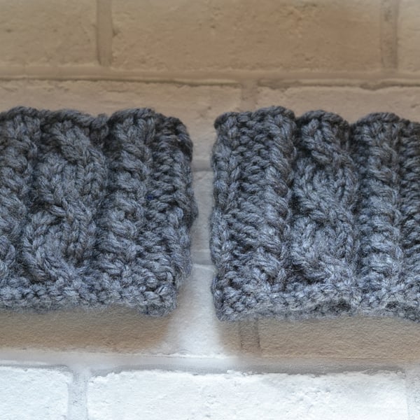  Boot Toppers Super Chunky Grey  Knitted Boot Cuffs