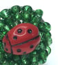 LADYBIRD GRASS RING seed beads ceramic ladybug silver plated  - Image 4