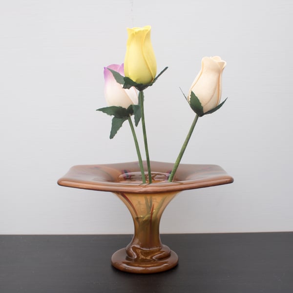 Streaky Brown Poppy Posy Vase - 9063