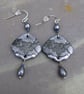 Ethereal Grey Lavender Lace Shell Drop Earrings with Sterling Silver Hooks - Image 2